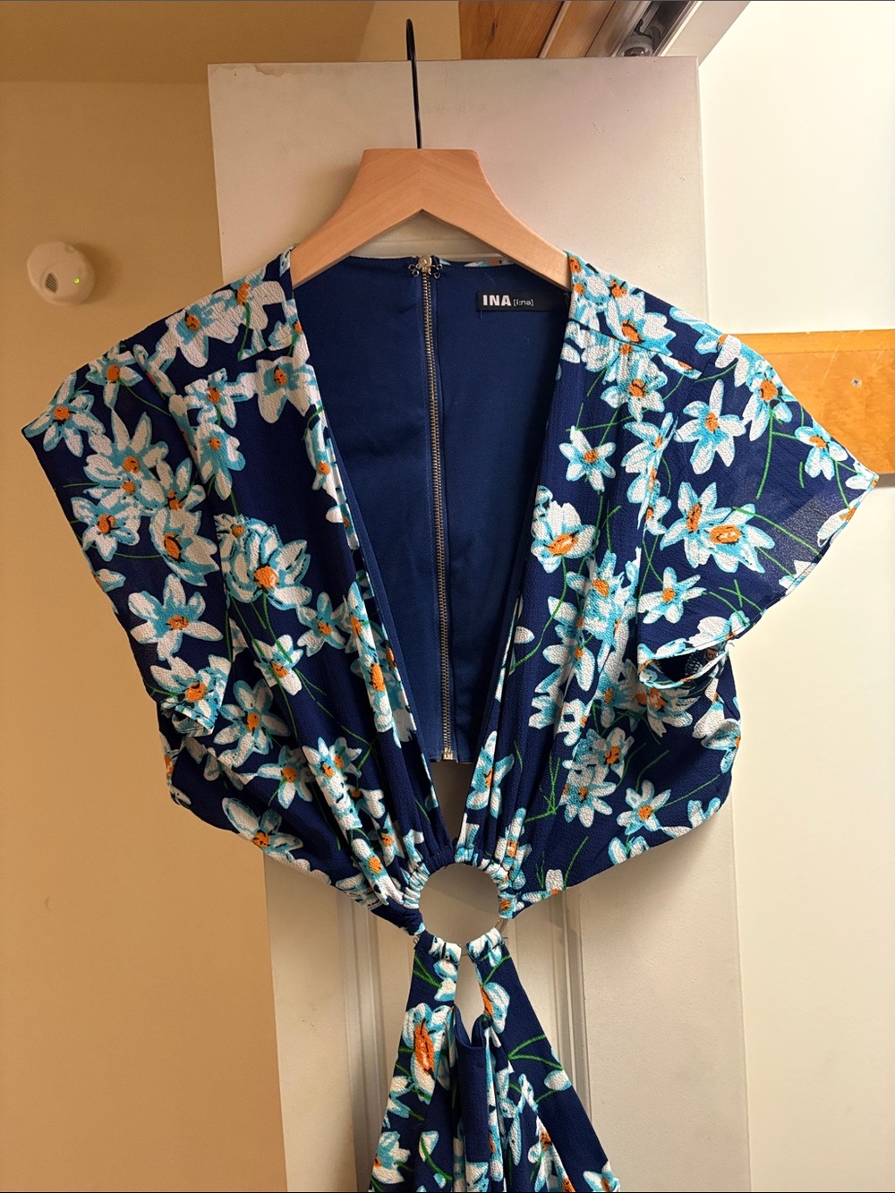 INA Floral Cutout Dress in Navy